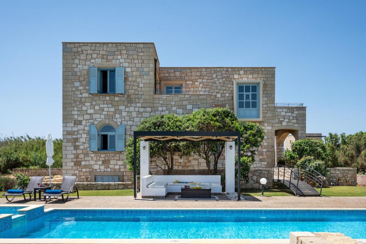 Beachfront Villa Turquoise With Private Pool, Bbq And Ping Pong Table Chania  Exterior photo