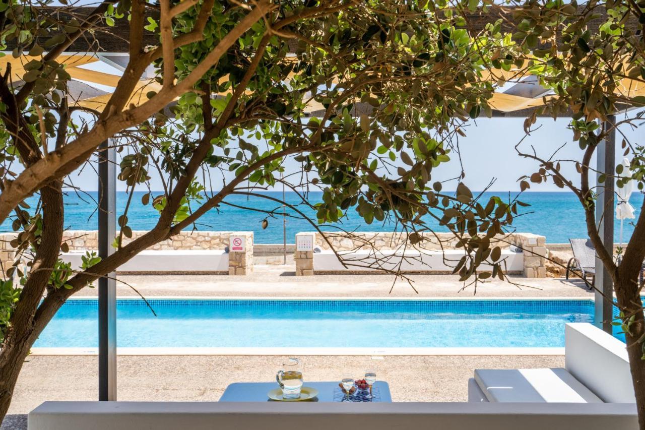 Beachfront Villa Turquoise With Private Pool, Bbq And Ping Pong Table Chania  Exterior photo